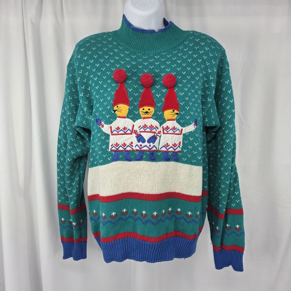 Jordache Vintage Cats in Sweaters Sweater size small